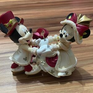 Vintage Victorian Mickey and Minnie Christmas Figurine Ornament